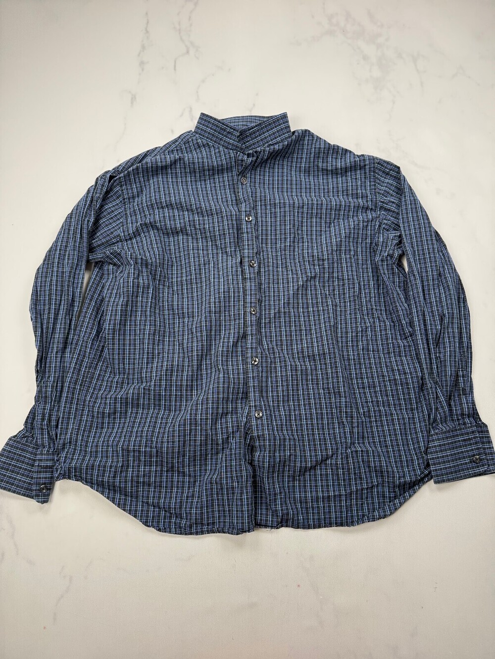 Perry Ellis Button-Up Shirt Navy Blue 90s VTG Button-Up Collar - MENS XL